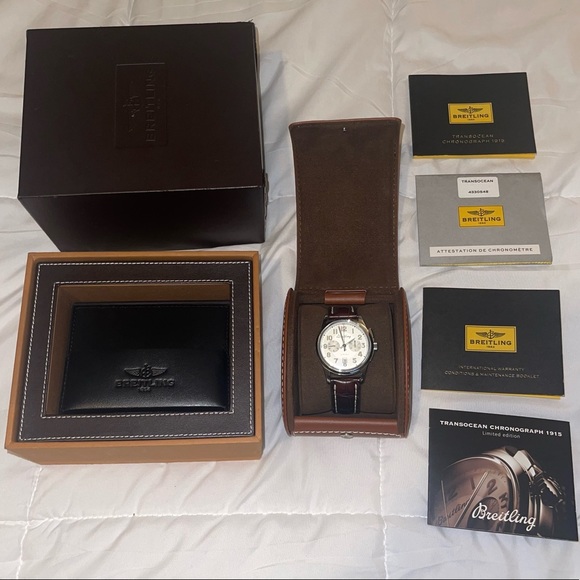 Breitling Transocean 1915 Limited Edition Mens Watch AB1411 Box Papers - Picture 1 of 7